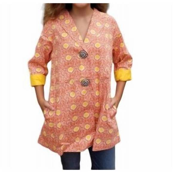 NEW ERMA’S CLOSET medallion print jacket in orange/yellow - Picture 1 of 1